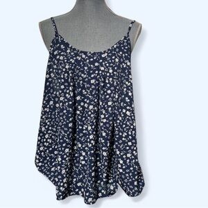 Shein 3XL Navy Blue Ditsy Floral Cami Top Adjustable Straps Cottagecore‎ Boho